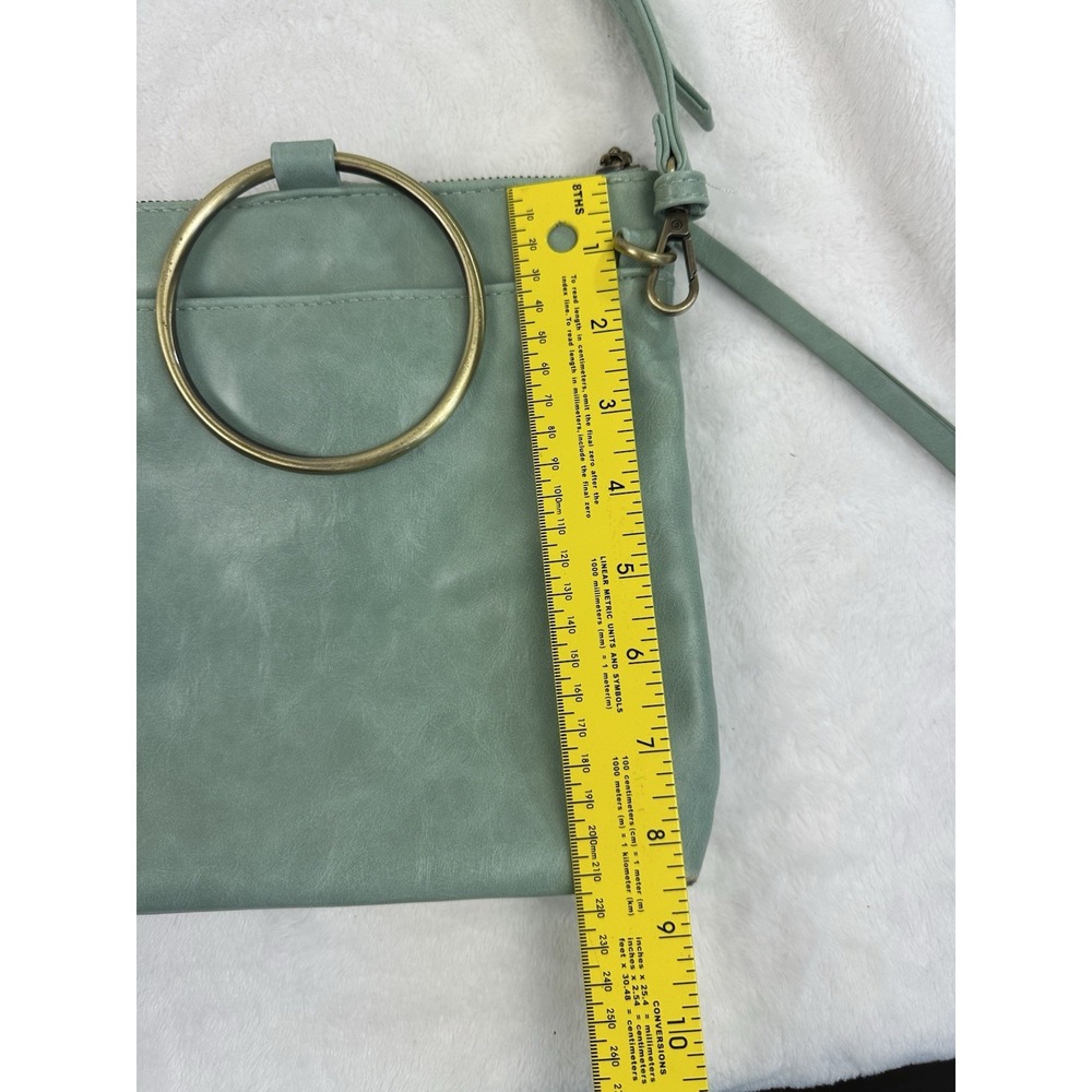 Susan Joy Vegan Leather Gold Ring Handle Bag Purse Zipper Strap Light Green - Picture 4 of 16